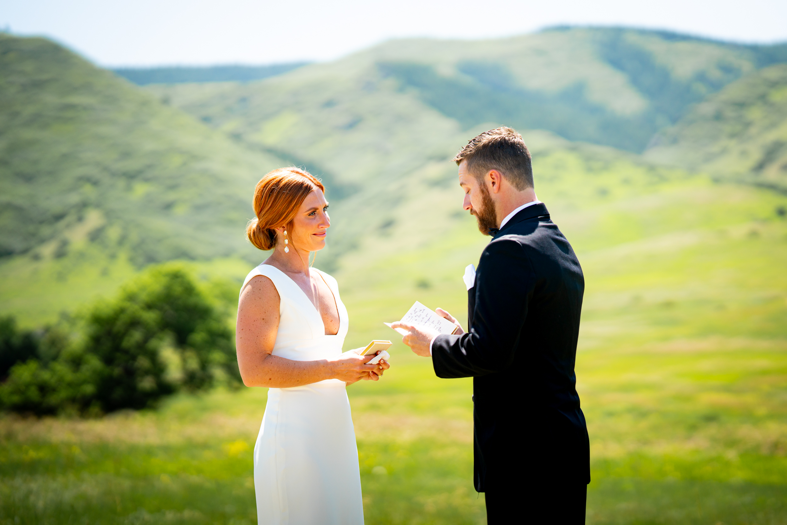 Ashley & Alex's wedding at The Manor House in June, in Littleton, Colorado. Manor House Wedding, Littleton, Denver, Colorado, First Look with groom, Denver Wedding Photographer, Denver Wedding Photos, Denver Wedding