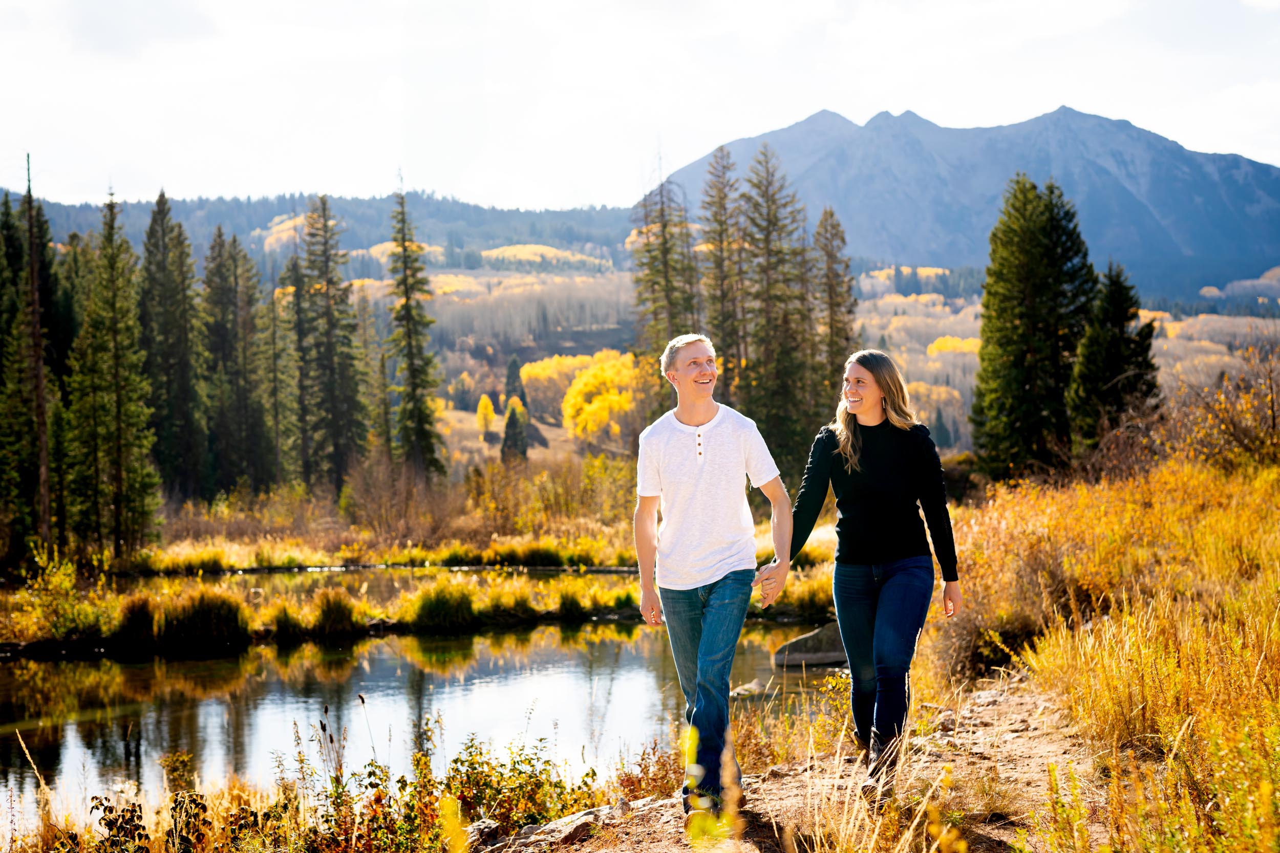 Crested Butte engagement photos at Kebler Pass near East Beckwith Mountain in the fall in Colorado.